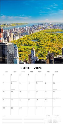 Red Robin 2026 New York Monthly Wall Calendar | 12" x 24" Open | Premium Thick & Sturdy Paper | Hangable 12 Month Calendar | Lined Notes & To Do Area | Vivid Images | Plastic Free in Kuwait