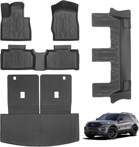 سجادات أرضية السيارة وبطانة البضائع مخصصة لسيارة Ford Escape 2020-2026 غاز فقط (غير مناسب هجين) TPE حماية من جميع الأحوال الجوية وبطانة أرضية مقاومة للماء مجموعة كاملة من سجادة صندوق السيارة مع مسند الظهر وملحقات حماية السيارات in Kuwait