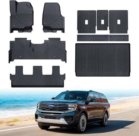 سجادات أرضية السيارة وبطانة البضائع مخصصة لسيارة Ford Escape 2020-2026 غاز فقط (غير مناسب هجين) TPE حماية من جميع الأحوال الجوية وبطانة أرضية مقاومة للماء مجموعة كاملة من سجادة صندوق السيارة مع مسند الظهر وملحقات حماية السيارات in Kuwait