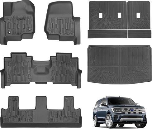 سجادات أرضية السيارة وبطانة البضائع مخصصة لسيارة Ford Escape 2020-2026 غاز فقط (غير مناسب هجين) TPE حماية من جميع الأحوال الجوية وبطانة أرضية مقاومة للماء مجموعة كاملة من سجادة صندوق السيارة مع مسند الظهر وملحقات حماية السيارات in Kuwait