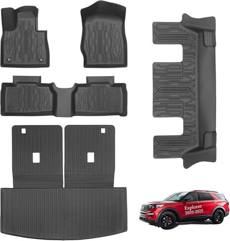 سجادات أرضية السيارة وبطانة البضائع مخصصة لسيارة Ford Escape 2020-2026 غاز فقط (غير مناسب هجين) TPE حماية من جميع الأحوال الجوية وبطانة أرضية مقاومة للماء مجموعة كاملة من سجادة صندوق السيارة مع مسند الظهر وملحقات حماية السيارات in Kuwait