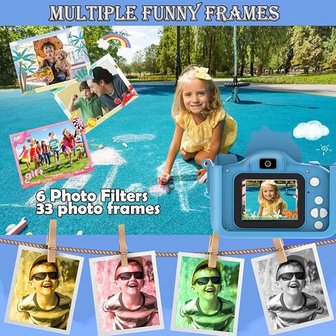 Kids Digital Camera, 1080P HD Video Camera for Toddlers with 32GB SD Card, Dinosaur Protective Case, Card Reader, Fun Selfie Toy Camera for Ages 3-12, Christmas/Birthday Gift for Boys & Girls (Blue1) in Saudi Arabia