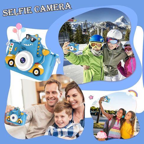 Kids Digital Camera, 1080P HD Video Camera for Toddlers with 32GB SD Card, Dinosaur Protective Case, Card Reader, Fun Selfie Toy Camera for Ages 3-12, Christmas/Birthday Gift for Boys & Girls (Blue1) in Saudi Arabia