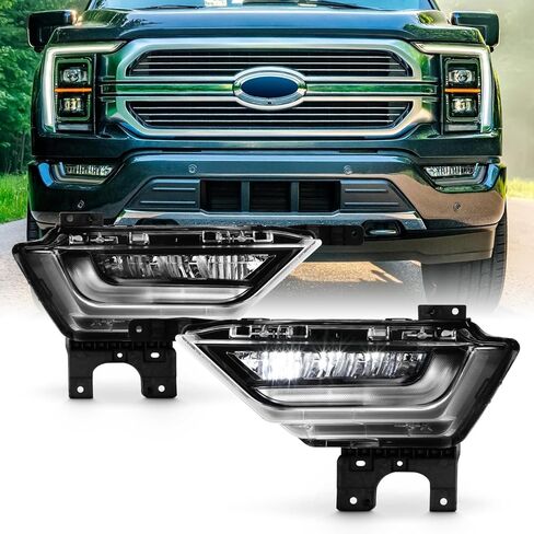 AKKON - Fits 2021-2023 Ford F150 XL [Full LED] Chrome Fog Brake Lights Pair w/Running Signal+Wiring Harness in Kuwait