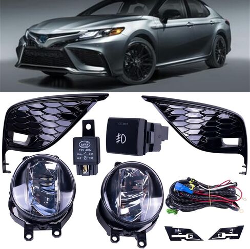 One Set LED Fog Light + Cover + Switch + Wiring Kit Compatible With Toyota Camry (Hybrid) SE XSE 2021-2024(Not Fit Other Models) Replaces TO1039243 TO1038243 8121048050 8121048051 in Saudi Arabia