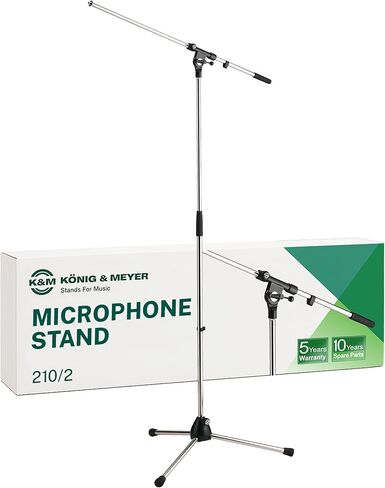 K&M König & Meyer 21020.500.55 Tripod Microphone Stand with Fixed Length Boom Arm | Professional Grade for All Musicians | Heavy Duty Folding Leg Base | German Made Black in Saudi Arabia