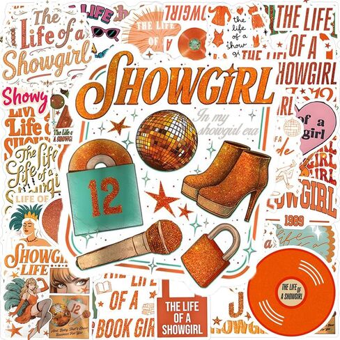 55pcs Tayloris Showgirl Music Sticker,The Life of a Girl Party Decorations,Music Vinyl Waterproof Stickers for Laptops,Water Bottles in Kuwait