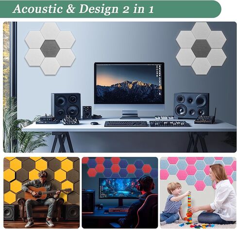 12 Pack 12" X 12" X 0.4" Acoustic Panels for Wall Sound Absorption, Square Self-Adhesive Sound Absorbing Panel, High Density Sound Panels Suitable for Recording Studios, Bedrooms(Black) in Saudi Arabia