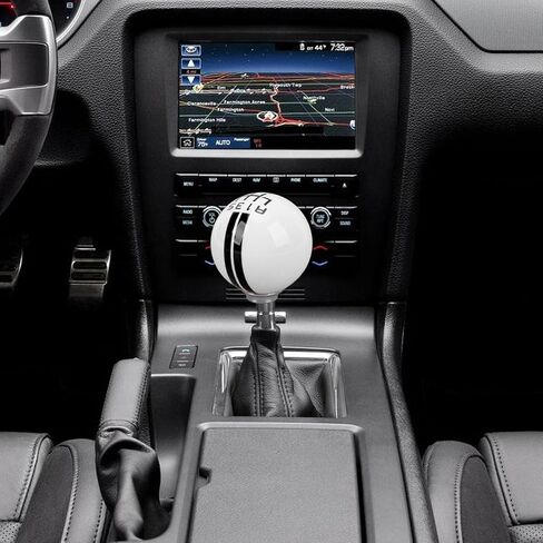 AMAKO 6 سرعات مقبض ناقل الحركة لسباقات السيارات، مقبض تحول كروي دائري طراز Shelby GT500 مع 3 محولات للمركبة اليدوية، متوافق مع Ford Mustang 1967-2018 (أبيض أزرق) in Kuwait