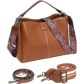 QOECI Genuine Leather Purses for Women Crossbody Bags Hobo Bags Top Handle Women's Shoulder Handbag with 3 Straps