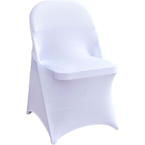 Spandex White Folding Chair Covers 30 Pack Universal Seat Covers for Chairs Slipcovers Protector Fitted Elastic Stretch Chair Covers for Party Wedding Banquet Birthday Event Decoration