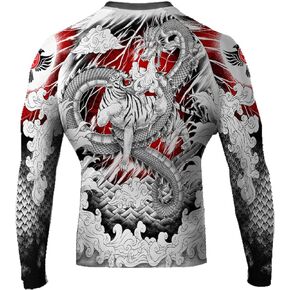 Raven Fightwear Men's Tiger & Dragon MMA BJJ Rash Guard White