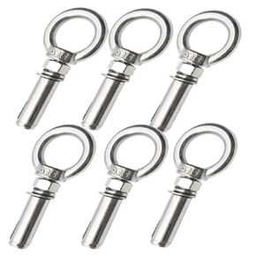 Floyutin 6 Packs Stainless M8x50MM Expansion Eyebolt Assembled Bolt with Eye Nut Wahser Ring Anchor 50mm Screw Thread