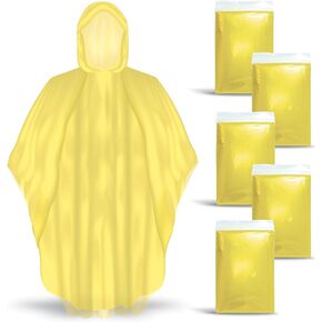 Better Office Products Disposable Yellow Rain Ponchos with Hood for Adults (Thicker Gauge), Emergency Ponchos, Lightweight