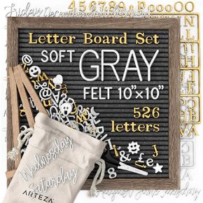 Arteza Felt Letter Board, 10 x 10 Inches, Blue, 526 Changeable Letters, 164 Symbols, 33 Cursive Words, Wooden Stand, Scissors, and Storage Bag, Message Board Art Supplies for Home Decor