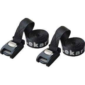 Lekarf Cam Buckle Tie Down Straps, Black Lasing Belt, 2PC Pack 1" x 8', with 1100LBS Breaking Force & Soft Cover for Securing Surfboard, Snowboard, Motorcycle, Kayak, Canoe, Boat, Golf Bag