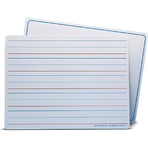 Flipside Products 9" x 12" Two-Sided Magnetic Red & Blue Ruled/Plain Dry Erase Learning Mat, Handwriting Practice, Education Learning, Lined, Economical - 12 Pack