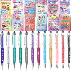24 Pcs Inspirational Pens Notepads Gifts Set Motivational Notebooks Inspirational Pens Notepads Motivational Quotes Journal Ballpoint Pens for Women Nurse Teachers Office Gift Supplies (Motivational)