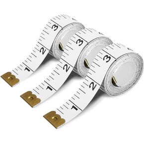 Tape Measure Body Measuring Tape 3 Pack Soft Fabric Measuring Tape for Sewing Cloth Measurement,Double Scale Tailor Ruler for Weight Loss (White)
