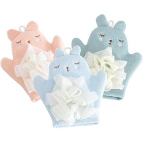 إسفنجة استحمام من HSENCHO للأطفال على شكل حيوان لطيف، قفاز استحمام ليفة ناعمة، إسفنجة غسيل ناعمة للجسم للأطفال الصغار (مجموعة من 3 قطع) in Kuwait