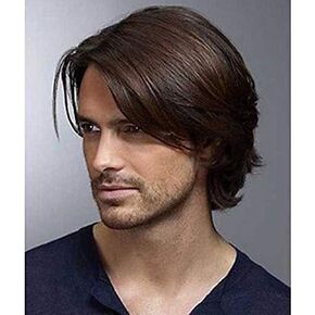 Kaneles Black Short Men Wigs Layered Syntheric Hair Cosplay Costume Party Daily Male Wigs with Cap (Black)