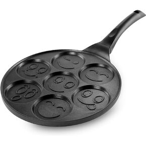 MegaChef Happy Face Emoji 10.5 Inch Aluminum Nonstick Pancake Maker Pan with Cool Touch Handle