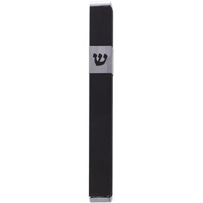 Yair Emanuel Contemporary Black Metal Mezuzah Case with Sivler Shin