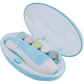Baby Nail Trimmer, Electric Baby Nail Clipper Set Safety Baby Nail File Kit Toes and Fingernails Trimming Tool with LED Light for Newborn Toddler Girls Boys - Blue