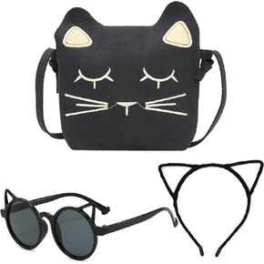 SOTOGO 3 Pieces Little Girls Crossbody Purses Set Toddler Mini Cute Princess Handbags Girls Sunglasses Girls Fashion Sunglass, Pink Cat Ear Style