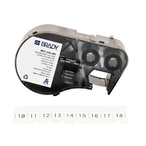 Brady Authentic (M4C-240-498) Repositionable Multi-Purpose Vinyl Cloth Labels 0.24" W x 16' L Black on White. for use with The BMP41, BMP51, and M511 Label Printers