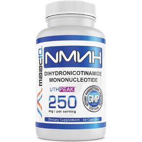 MAAC10 NMNH (NMN Supplement Alternative) 250mg Serving | Uthpeak™ NMNH (Dihydronicotinamide Mononucleotide) for Better Stability | 30-Day Supply.