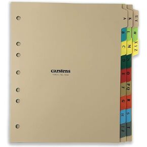 Carstens Heavy Duty Plastic Alphabet Divider Set, 21-Tab, Multi-Color, for Side-Opening 3-Ring Binders
