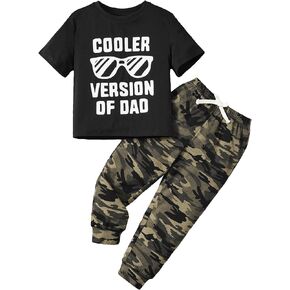 Floerns Boy's Short Sleeve T Shirt Camo Print Sweatpants Set Two Piece Outfit
