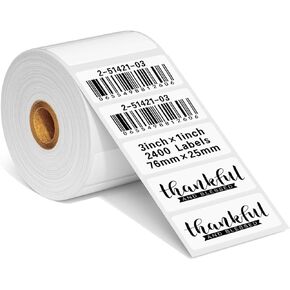 ملصقات النقل الحراري Itari 76 مم × 25 مم (3 بوصة × 1 بوصة) 1 × 2400 قطعة، 1 بوصة، متوافقة مع طابعة النقل الحراري Brothers وZebra، تستخدم فقط على مطبوعات النقل الحراري in Kuwait