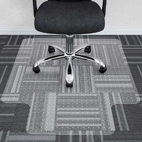 HOMEK Office Chair Mat for Low Pile Carpeted Floors - 45" x 53" Clear Carpet Chair Mats for Home & Office, Studded Floor Mat for Office Chair on Carpet