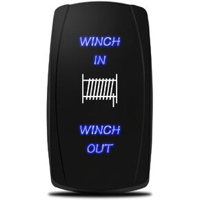 MICTUNING LS09901 7 Pin Momentary Laser Rocker Switch Winch in/Out, 20 Amp/12V, Black