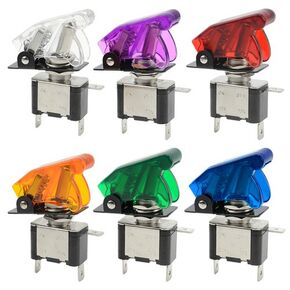 WMYCONGCONG 6 PCS 12V 20A Light Emitting Diode Toggle Switch Car On/Off SPST Control Blue Red Green White Yellow Purple