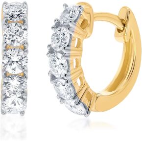 Lab Grown Diamond Huggie Hoop Earrings for Women | 1/2-1 CT TW Real 14K Gold Huggie Earrings | Certified GH VS SI Diamonds | Stunning Diamond Jewelry for Women