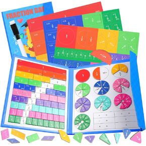 Magnetic Fraction Educational Puzzle,Elementary Learning Games,Fraction Teaching Aids Classroom Set, Home School Supplies