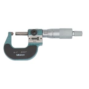 Mitutoyo 295-153 Spherical Face Micrometer, Mechanical Counter Model, Ratchet Stop, 0-1" Range, 0.0001" Graduation, +/-0.00015" Accuracy