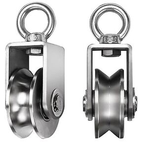 MIKMAYTOO Small Lifting Single Pulley Roller Loading 35Ibs Capacity, 304 Stainless Steel Heavy Duty Single Wheel Swivel Lifting Rope Pulley Block (M15)