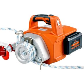 SuperHandy Capstan Winch - Cordless Brushless Motor, 2000lb Max Pull Force, Portable Li-Ion Battery Powered, 1 Ton Towing Capacity for Forestry, Hunting, Off-Road - Low Stretch Nylon Rope Included