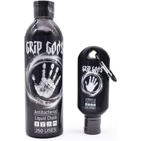 Generic Grip Gods Liquid Chalk Combo Travel Bottle (50ML) & Refill Bottle (250ML) for Weight Lifting, Gym, Rock Climbing, Pole Grip, Gymnastics, Sports, and Workout Chalk.