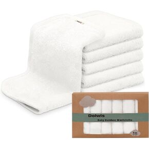 Dolwis Cotton Baby Washcloths Bath Towels: 6 Pack Soft Baby Wash Cloths Face Towel Hand Towel Bath Towel for Newborn Kids