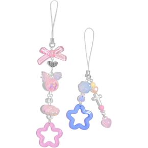 AGEN KGEN Aesthetic Y2K Pink Phone Charm Cute Cell Phone Charms Strawberry Star Heart Phone Straps Charms Y2K Accessories for Women Girls Phone Bag Camera Pendants Decor