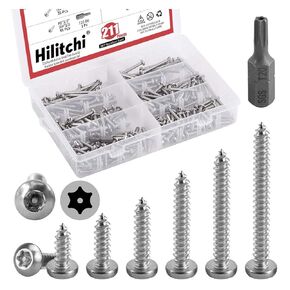Hilitchi 50 Pcs #8 x 3/4" Stainless Steel Button Head Torx Sheet Metal Screws Security Silver Screws Anti-Theft Tamper Proof with Bit T20