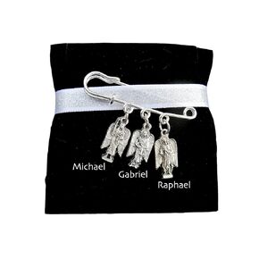 Archangel Safety Pin Brooch, Baptism Gift, Includes Saint Michael, Gabriel and Raphael, Protection Pin, Car Seat Pin, Stroller, Backpack