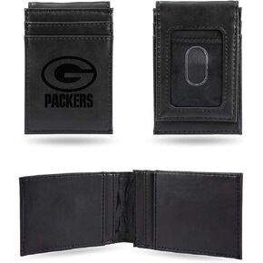 Rico Industries Laser Engraved Front Pocket Wallet, Green Bay Packers, Black, 2.75 x 4-inches