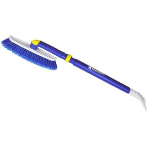 Michelin Hybrid Telescopic 34-50 Inch Snow Brush Multi-Tool, Blue Yellow Grey, with Non-Slip Foam Grips, Detachable Swivel Head, Ice Scraper, and Ice Pick for Snow, Ice, Slush, Car, SUV, Truck