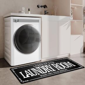 Laundry Room Rug 20"x 47" Non-Slip Rubberback Laundry Rug Machine Washable Laundry Mat Farmhouse Laundry Room Rug Runner Laundry Rugs for Laundry Room, White
